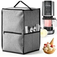 BlingBin Abdeckhaube Eismaschine Abdeckung für Ninja Creami NC501EU, NC301EU, Staubschutz Schutzhülle mit Taschen für Eismaschinen, Grau