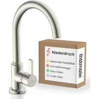 instmaier Spültischarmatur Leona 360° schwenkbar, Niederdruckarmatur, Edelstahl-Optik