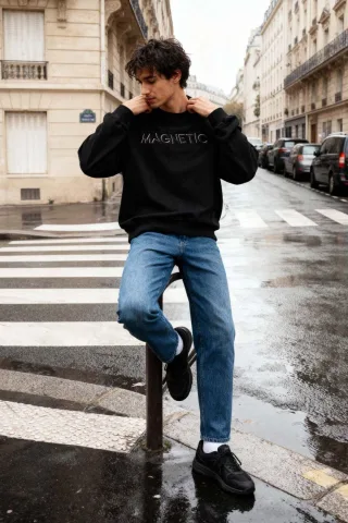 Herren Bedruckter Rundhalsausschnitt Sweatshirt