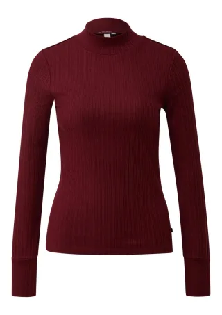 Q/S designed by - Schmales Langarmshirt mit Ribbstruktur rot - Gr. - XL