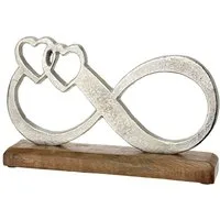 GILDE Dekoobjekt 48511 – Unendlichkeit mit Herzen – Mangoholz & Aluminium – 32,5 cm