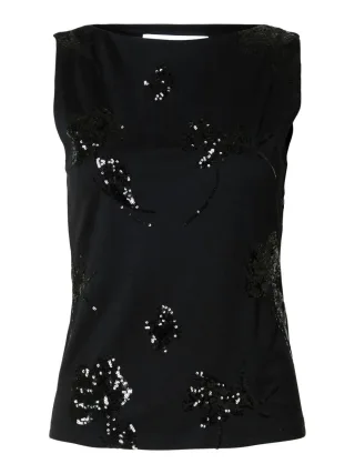 Selected - Glitzertop - Slfmalli schwarz - Gr. - XS