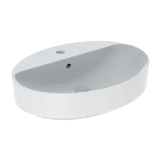 Geberit VariForm Aufsatzwaschtisch 500772012 weiß, 60x45cm, mit Hahnlochbank, mit Überlauf, oval