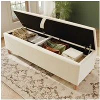 BlingBin Bettbank (1-St., 145 x 38 cm mit hydraulischem Stauraum – Cordstoff, Massivholz & MDF), Beige, 200 kg Tragkraft, Modernes Design für Schlafzimmer