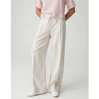OPUS Bundfaltenhose Meeri coastal aus nachhaltigem Cotton Leinen Mix Nahttaschen vorne, natürlicher Griff