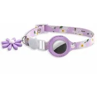 Monkimau Hunde-Halsband Katzenhalsband mit AirTag Halter Sicherheitsverschluss lila