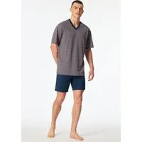 Schiesser Shorty Comfort Nightwear (2 tlg) mit klassischem Karo-Muster, V-Ausschnitt und aufgesetzter Brusttasche
