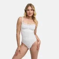 cfab (creamy fabrics) Shaping-Body Bodysuit Sculpting Shapewear mit Lace-Weiß-XL (1-tlg)