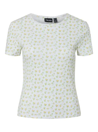 PIECES - PCTURIEL SS O-NECK PRINTED TEE JRS BC Cloud Dancer - Gr. - XS