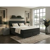 M-Punkt24 Boxspringbett MILANO (Grau / Anthrazit, mit 7 Zonen Taschenfederkern-Matratze, inkl. Topper), SOFORT LIEFERBAR
