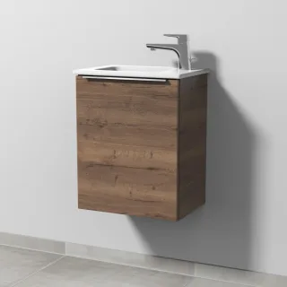 Sanipa 3way Waschtischunterbau zu Duravit ME by Starck Waschtisch mit 1 Tür, Eiche-Tabak UM72050