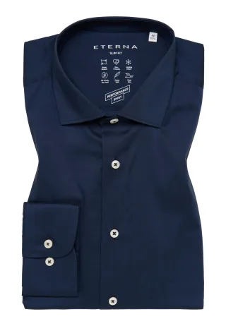 ETERNA - Performance Shirt Twill-Stretch Langarm navy - Gr. - 39/Langarm - 67cm