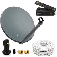 PremiumX SAT Anlage 60cm Antenne Single LNB 10m Kabel HDTV Receiver SAT-Antenne