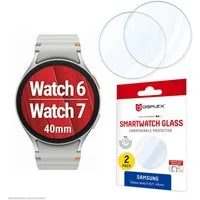Displex Displayschutzglas Smartwatch Glass Unbreakable Protector für Samsung Galaxy Watch6 40 mm, Samsung Galaxy Watch7 40 mm, Packung, Displayschutzfolie, Schutzfolie, Bildschirmschutz, kratz- & stoßfest