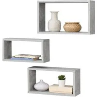 en.casa Wandregal, »Mandal« Wandablage 3-teilig Schweberegal Wandboard Betonoptik