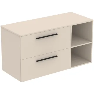 Ideal Standard Möbel-Set 120cm i.life B 2 Auszüge 2 off.Fächer Gr.Schwarz Sandbeige matt, T5756NF T5756NF