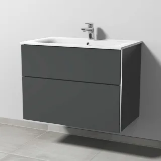 Sanipa 3way Waschtischunterbau zu Geberit Renova Plan Slim Waschtisch mit 2 Auszügen, Anthrazit-Matt BR68722