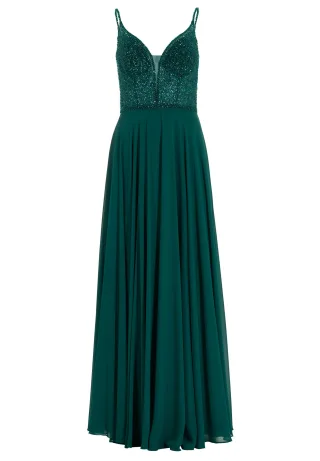hey kyla - Abendkleid aus Materialmix pine green - Gr. - 36