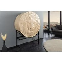 riess-ambiente Highboard LION 140cm weiß / schwarz · runder Wohnzimmer-Schrank aus Massivholz (Einzelartikel, 1 St), 3D Schnitzerei · Löwenkopf-Design · handmade · 2 Türen & 6 Fächer
