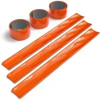 EAZY CASE Fahrradreflektor 6er Set Schnapp-Leuchtarmbänder, Jogging Reflektoren Schnapparmband Neon Laufband reflektierend Orange