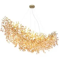 GLOBO LIGHTING LED Kronleuchter mit Kristall 2-farbig Breite 150cm, Dimmfunktion, LED wechselbar, Warmweiß, ausgefallene Pendelleuchte groß für Esstisch, Esszimmer-Lampe hängend