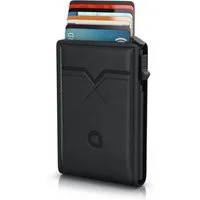 Aplic Kartenetui Leder & Alu Karten Schutzhülle für 8 bis 10 Karten MagSafe Kompatibel (1-tlg), Mini Geldbörse, NFC & RFID Schutz, Magnetverschluss & 8 Kartenfächer