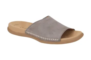 Gabor 03.705.13 Damen Pantoletten Grau fumo Bequem Nubuck Echtleder Textil Fu...