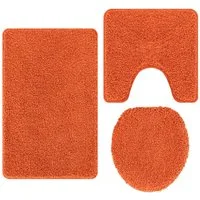 vidaXL Badematte Anti-Rutsch Badematten-Set 3 stk. Orange 50 x 80 cm PP, Höhe 0.2 mm, Polypropylen