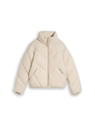 Tom Tailor - Puffer-Jacke aus wasserabweisendem Material soft taupe grey melange - Gr. - M
