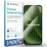 smartect Displayschutzglas Schutzglas Panzerfolie Klar für Fairphone 6, Set, 3 Stück, Schutzfolie Glasschutz Bildschirm