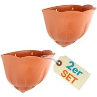 GarPet Blumentopf 2er Set Blumen Topf Wand Vasen für Pflanzen Halterung Terrakotta