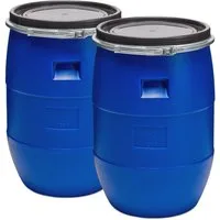 Garronda Regentonne Set 2x 60 Liter Weithalsfass HDPE Lebensmittel Fass mit Deckel GD-0122, 60 l, (2-tlg), BPA-Frei