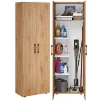 Bellamio Mehrzweckschrank Apol (Eichenoptik) Besenschrank mit 5 Fächern, inkl. Staubsaugerfach