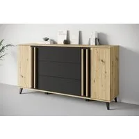Home affaire Sideboard Helsinki, Kommode mit 2 Türen und 3 Schubladen, Breite 150 cm (1 St), Push-to-Open-Schubladen, höhenverstellbare Einlegeböden