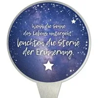 younikat Dekofigur Grabstecker aus Edelstahl I Grabschmuck Rund 16 cm I you0084