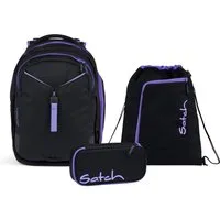 Satch Schulranzen Schulrucksack-Set MATCH Purple Phantom 3-teilig, Kollektion 2024 (3-teilig), Laptop-Fach, Your-Size-System, Schulranzen