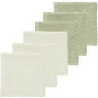 Meyco Baby Spucktuch Popcorn Natural/Soft Olive, (100% Baumwolle, 6-tlg., 30x30cm - 6-Pack), 30x30cm - 6-Pack