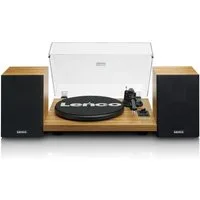 Lenco LS-500OK Plattenspieler (Riemenantrieb, Bluetooth, 60W RMS externe Holzlautsprecher, 33/45 U/min und Bluetooth Streaming)