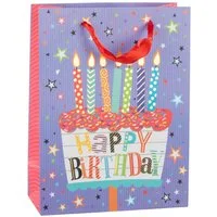 Idena Tragetasche Geschenktasche - Geburtstag, Kerzen, 25 x 34,5 x 8,5 cm, 210g/m²