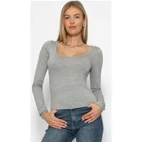SASSYCLASSY Langarmshirt Langarmshirt Damen mit Ausschnitt Casual Chic Langarmbluse Schwarz Rosa Grau Rosa Weiß