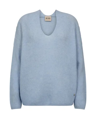 MOS MOSH - MMThora V-Neck Knit cashmere blue - Gr. - M