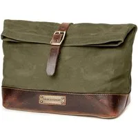 DRAKENSBERG Kulturbeutel »Otis« Wald-Grün, große wasserfeste Fold-Top Kulturtasche, gewachstes Canvas, Leder