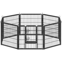 FEANDREA Freigehege DIY-Laufstall, mit 8 Gitterplatten, 2 L-förmigen Riegeln, Transportabel