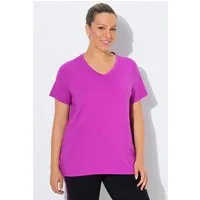 Ulla Popken T-Shirt Funktions-Shirt Slim V-Ausschnitt Halbarm recycelt
