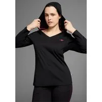KangaROOS Kapuzenshirt Langarm, V-Ausschnitt, aus 100% Baumwolle, große Größen
