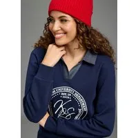 KangaROOS Sweatshirt mit Polokragen und Blende, hüftlange Schnittform