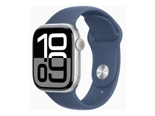 Apple Watch Series 10 (GPS + Cellular) 42mm Aluminium silber mit Sportarmband M/L Denim | mwx43qf/a |