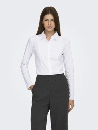 ONLY - ONLBERSA LS FITTED SHIRT WVN Bright White - Gr. - L