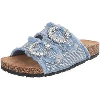 Ital-Design Modische Damen Sandalen mit Komfort und Dekoration Pantolette (91409238) Flach Pantoletten in Hellblau