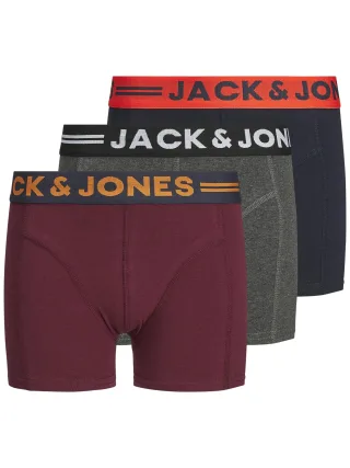 JACK&JONES - JACLICHFIELD TRUNKS 3 PACK NOOS JNR Dark Grey Melange - Gr. - 164